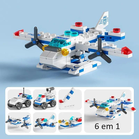Helicóptero de Polícia 6 em 1 compatível Lego - Minha loja
